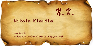 Nikola Klaudia névjegykártya
